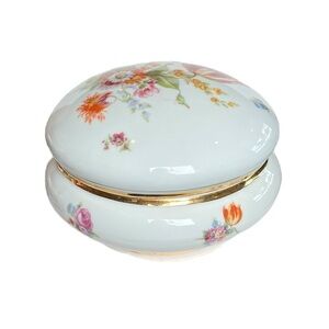 Vintage Erphila Porcelain Dresser Trinket Jewelry Round Box with Lid